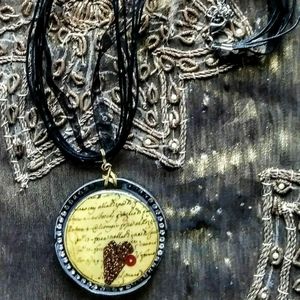 Boho Chic Script & Heart Necklace